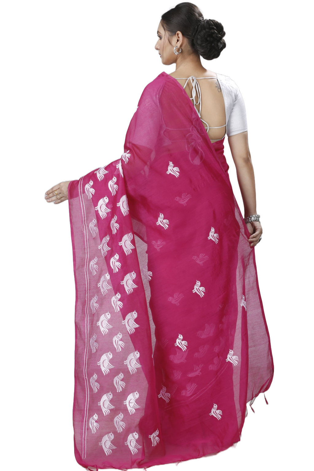 Pink Blended Cotton Thulasi Hand Loom Saree (1187)